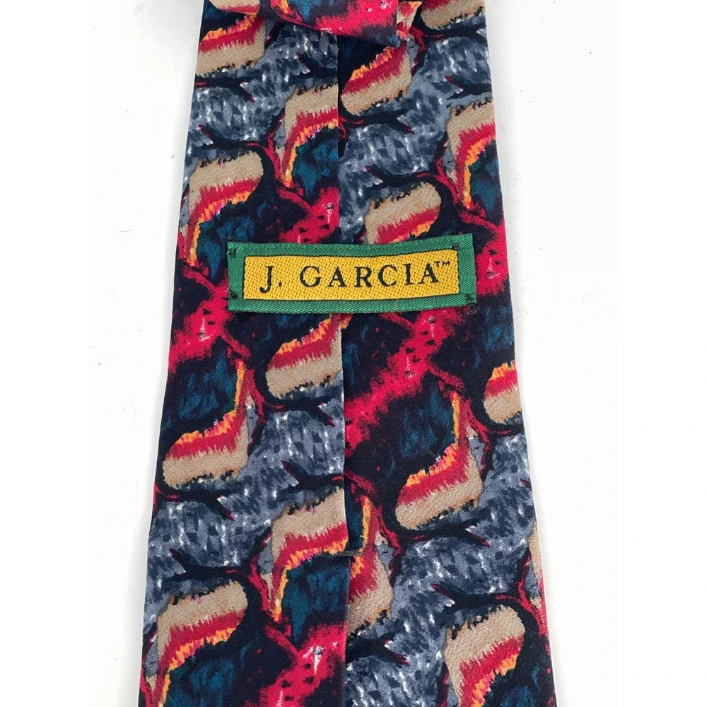 J. Garcia Mens Silk Tie Collection Four Van Gogh's Tree Abstract Red Blue Grey
